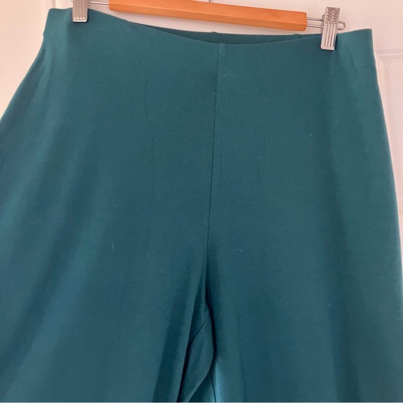 EUC Eileen Fisher Teal Wide-Leg Organic Cotton Stretch Pants (Medium) - Picture 2 of 5